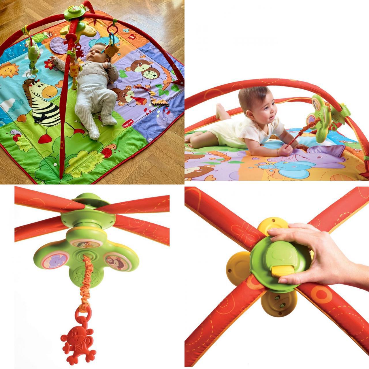 Развивающий коврик Tiny Love Gymini (76 x 56 x 30 см) ⭐️ Музыкальный мобиль двигается по всему периметру коврика и может опускаться на разную высоту. — фото